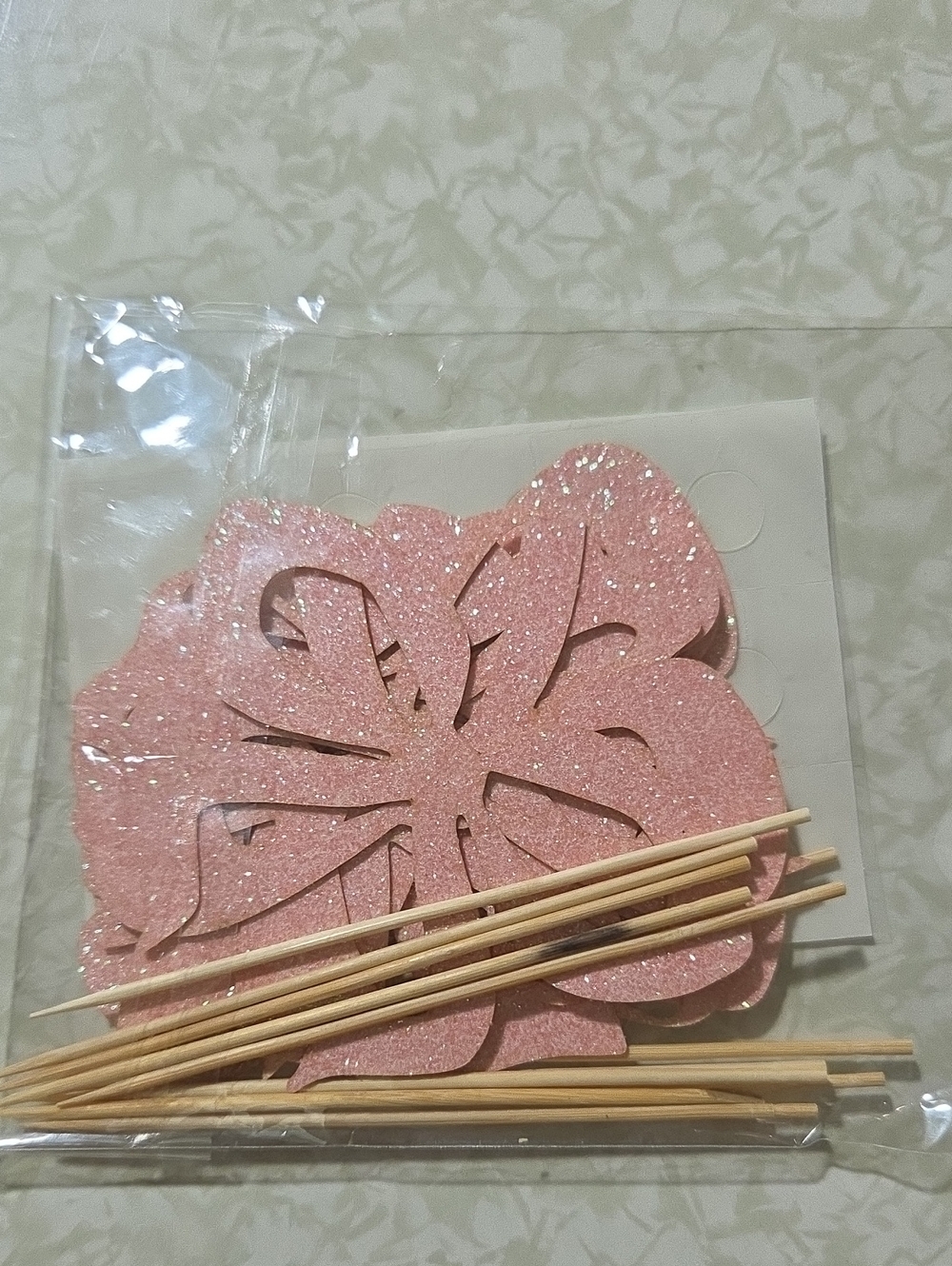 Pink Or Blue Glitter Hibiscus Cupcake Toppers- Home Party Supplies